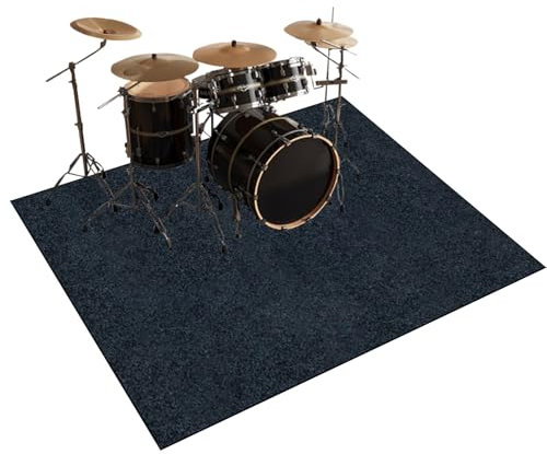 Qesjodfu Schlagzeugteppich 150 x 120 cm Schallschutz Teppich Drum-Teppich Schallschutzmatte Professionelle Drum Teppich Musikinstrumente Bodenmatte rutschfest Schlagzeugteppiche Trommelteppich