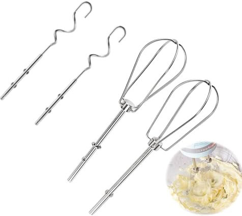 4 Stück Rührbesen, Rührstäbe Für Handmixer, Mixer Ersatzteile, Hochwertiger Edelstahl, für Kitchen Aid Serie, für Handmixer Quirl Rechts Links für Stabmixera