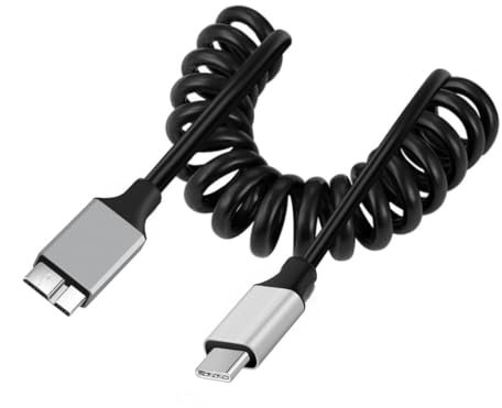 chenyang USB 3.0 Spiralkabel, Micro USB 3.0 Stecker auf USB C Stecker Hochgeschwindigkeits Datenübertragungs Ladekabel 3,28 Fuß, für Telefon/Laptop/USB-Flash-Laufwerk