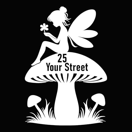 Pack of 3 Fairy & Mushroom Waterproof Wheelie Bin Stickers - Cute Garden Accessories - Number Sticker - Door - Stick On Numbers (White)