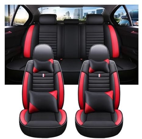 IUKMR Sitzbezüge Auto Für Toyota Für Avensis T25 Für Yaris Universelle Autositzbezüge Innendetails Alle Automodelle Sitzbezüge Auto Set(B-Black Red 5 Seat)