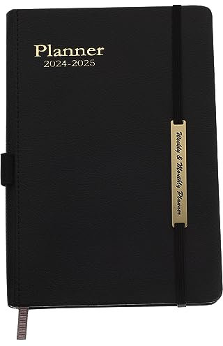 Planungsnotizbuch A5 aus Imitationsleder mit Bindeband, Schwarz