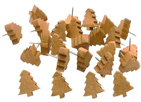 50 Stück Weihnachtsbaum-Pinnnadeln aus Holz, dekorative Reißzwecken, niedliche Reißzwecken für Pinnwand, kreative Büro-Pinnnadeln, Wand-Daumennadeln zum Aufhängen von Bastelarbeiten, Karten-Pinnnadeln