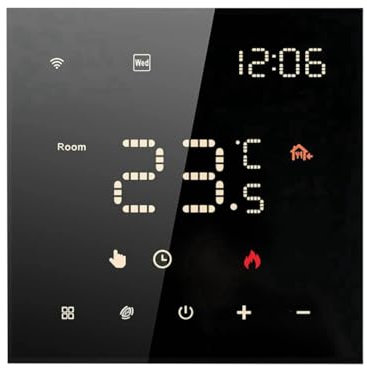 GREOHNMPAW Tuya WiFi Smart Thermostat Floor Heating Thermostat Smart Home Electric Heating Voice Control Led Color Screen Black