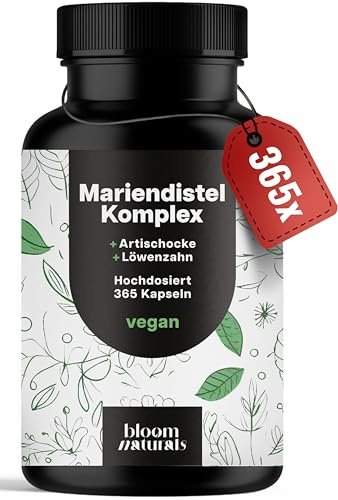 Mariendistel Artischocke Löwenzahn Komplex – 365 Kapseln | 3-in-1 Pflanzenkomplex – vegan, produziert in Deutschland, laborgeprüft