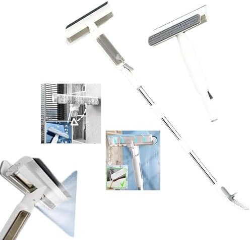 Hooha Fensterabzieher,Einziehbar 40-149cm Regulierbarer Fensterreiniger ，Abwassersammlung und Sprühdosen，Fensterwischer Allzweck ，für hohe Fenster/Dusche/Auto/Zuhause/Laden/Büro