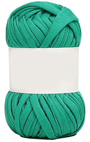 LRFNKCT yarn,Knitting Yarn， 100g Knitting Yarn Crochet Thread Hand-Knitted Flat Wide Cloth Rope for Home DIY Projects Handbag Scarf Toy Making(Blue-green)