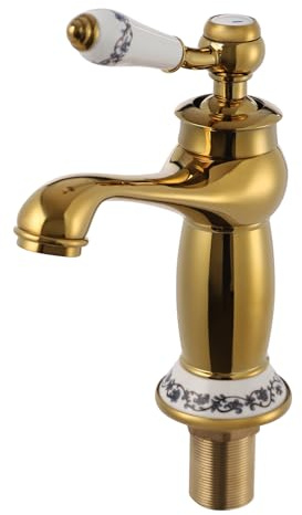BAOCHADA Messing Waschtisch Armatur Retro Wasserhahn Bad Waschbecken Mischbatterie Antik Einhebelmischer KüChearmatur Nostalgie Einhebel Faucet für Badezimmer/Küche