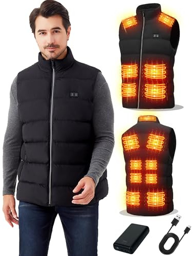 MDYHPN Beheizbare Weste Herren Damen: USB Elektrische Beheizbare Jacke mit 15 Heizzonen - 3 Einstellbaren Temperaturen Heizweste für Outdoor Skifahren Jagd Camping - mit 16000 mAh Akkupack