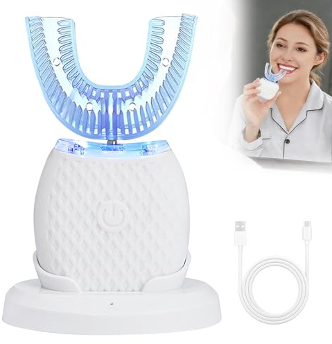 Cepillo de dientes eléctrico 360°, cepillo de dientes ultrasónico, con cabeza de silicona en U, automático 3 modos con temporizador, carga inalámbrica