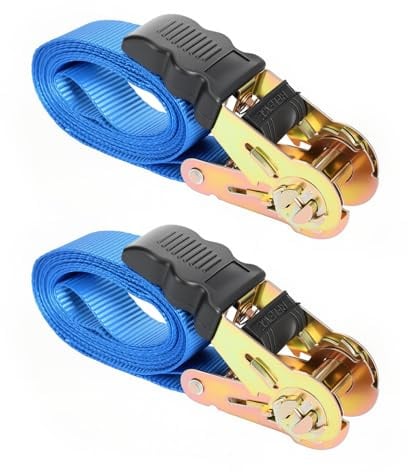 Ratchet Straps Tie Down Straps Retractable Ratchet Straps Heavy Duty 2.5M x 25MM Ratchet Strap Rachet Straps Set with Hook for Motorcycle Car Trailer Household 2Pcs