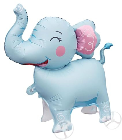 Gleemix Elefant Luftballons Geburtstag Mit Räder Deko, 3D Elefanten Deko Helium Ballons, Jungle Tiere Luftballons Blau Stehen, Party Animals Folienballon, Dschungel Deko Geburtstag, Für Safari 3DTiere