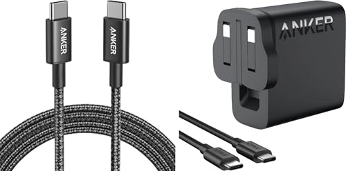Anker 100W USB C Charger&USB C Charger Cable (6ft/1.8m Nylon 100W), Compact and Foldable Fast MacBook Charger, For MacBook, Samsung Galaxy, iPad Pro, and All USB C Devices (5 ft C to C Cable Included)