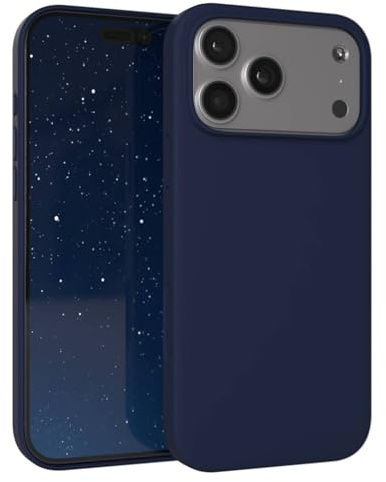 EAZY CASE Premium Silikon Hülle für iPhone 17 Pro Max - Handyhülle, Stoßfest, Schutzhülle mit Kameraschutz, Kratzfester weicher Mikrofaser-Innenfutter, Slim Silikon Cover Case Bumper - Nacht Blau Blau