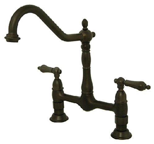 Kingston Brass KS1175AL Heritage Bridge Kitchen Faucet, Oil Rubbed Bronze, 13 x 8 x 2.13