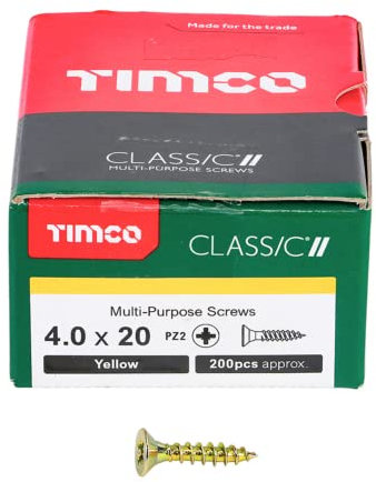 TIMCO Classic Multi-Purpose Screws - PZ - Double Countersunk - 4.0 x 20 - Gold - Box of 200