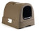 Curver petlife Katzentoilette mit Deckel, Katzenklo inklusive Schaufel, Moderne Rattangeflecht-Optik, Mokka, 51,5 x 38,5 x 40 cm, mokka