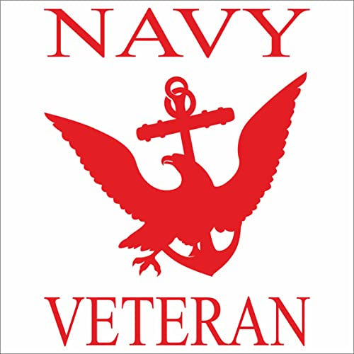 INDIGOS UG Aufkleber - Autoaufkleber - JDM - Die Cut - U.S. Navy Veteran Anchor Logo Window or Bumper Sticker - rot - 84mmx109mm