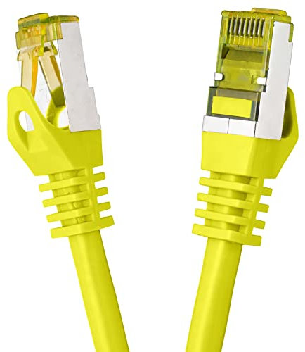BIGtec LAN Kabel 1m Netzwerkkabel CAT7 Ethernet Internet Patchkabel CAT.7 gelb Gigabit doppelt geschirmt Netzwerke Modem Router Switch 2 x Stecker RJ45 kompatibel zu CAT.5 CAT.6 CAT.6a CAT.8
