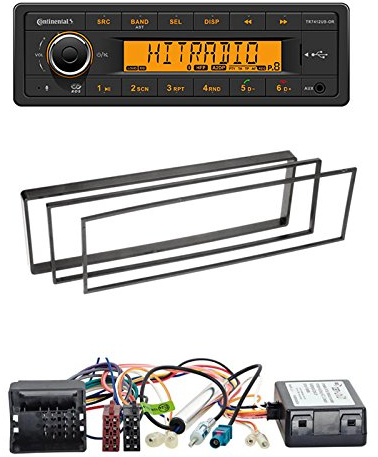 Radioeinbauset: Continental TR7412UB-OR Autoradio Bluetooth RDS USB MP3 + Radioblende schwarz + CAN-Bus Adapter geeignet für Citroën C3 (F) 05/2002-0/2009 geeignet für Peugeot 307 (3) 2001-2008