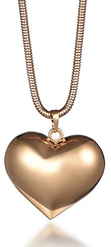 Ouran Long Necklace for Women, Heart Shape Pendant Necklace for Girls Rose Gold and Silver Necklace Snake Chain Necklace