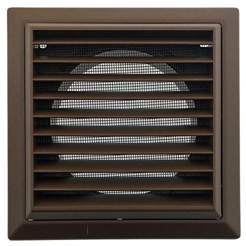 100mm (4) Louvred Grille with Fly Screen (Brown) | Integrated insect screen, For ventilation outlets and extractor fan ducting