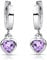 Materia Kinder Ohrringe Silber 925 Mädchen Creolen mit Zirkonia Herz lila 18x2mm SO-389-lila