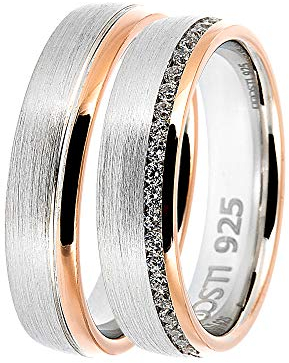 DOOSTI Partnerringe/Trauringe BICOLOR 925/- Silber – inkl. Gratis Gravur