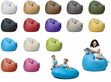 sunnypillow XL Sitzsack mit Styropor Füllung 100 cm Durchmesser 2-in-1 Funktionen zum Sitzen und Liegen Outdoor & Indoor für Kinder & Erwachsene viele Farben und Größen zur Auswahl Blau