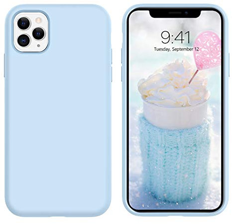 DUEDUE Case for iPhone 11 Pro Case, Liquid Silicone Soft Gel Rubber Slim Cover with Microfiber Cloth Lining Cushion Shockproof Full Body Protective Case for iPhone 11 Pro 5.8 2019,Blue