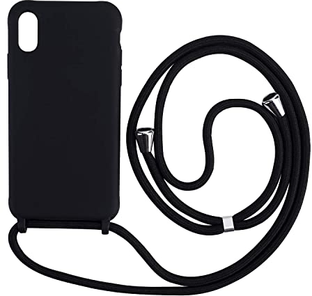 Ququcheng Kompatibel mit Samsung Galaxy A51 Hülle,Handykette Hülle Silikon Seil Necklace Handyhülle mit Kordel Tasche TPU Bumper Schutzhülle für Samsung Galaxy A51-Schwarz