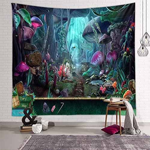 Zodight Wandteppich Psychedelic, Wandbehang Wandtuch Traumwaldhaus Tapestry Wall Hanging, Wandteppich Wald Multicolored Wanddeko für Schlafzimmer Wohnzimmer Wohnheim