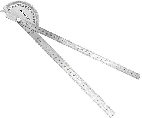 Inntek Goniometro Cercatore Angolo 0-180° Testa Rotonda con 300mm Braccio Misurazione, Goniometro Multifunzionale Calibro di Ricerca con Righello di Misura