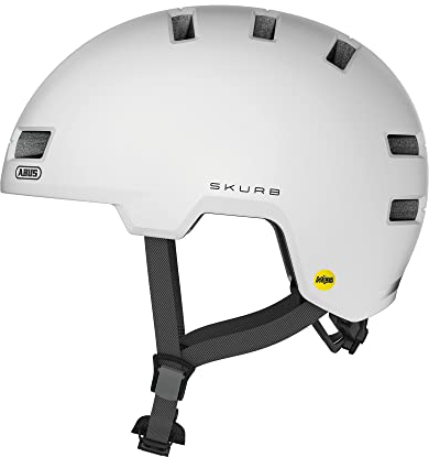 ABUS Stadthelm Skurb MIPS - Fahrradhelm mit zusätzlichem Aufprallschutz - zum Skaten, BMX-Fahren oder Longboarden - Weiß, Größe M