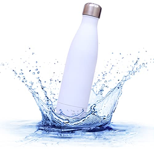 Sprengers – Trinkflasche aus Edelstahl – auslaufsichere & thermoisolierte Wasserflasche hält Getränke bis zu 18 Stunden warm oder kalt – Kohlensäure geeignet (Weiß, 0,75 l)