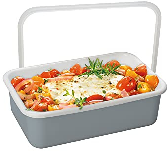 HONEYWARE Emaille-Frischhaltedose mit Deckel, 0,74L, Grau, hitzebeständig | Emailledose, für Ofen, Herd und Gefrierfach, BPA-frei, spülmaschinenfest, kratzfeste Oberfläche, stapelbar