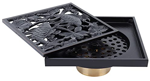 Bodenablauf Dusche, Hochwertiger Kupfer Duschablauf Quadratisch mit Anti-Geruch Design, 10 x 10 cm, Retro-Stil für Badezimmer Küche WC Garten Hotel