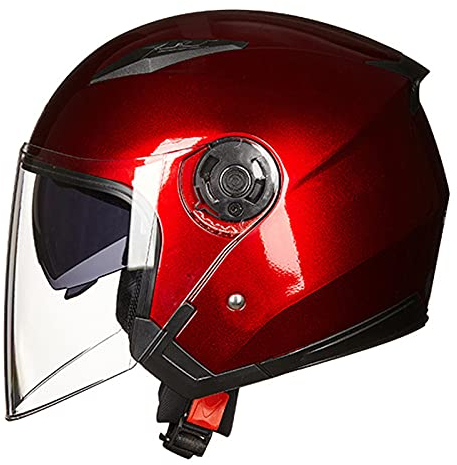 Motorrad 3/4 Jethelm, Herren Damen Motorradhelme, Dual Visor DOT/ECE Genehmigt Halbschalen Motorradhelm, Anti-Fog Lens Moped Helm,Rot,XXL