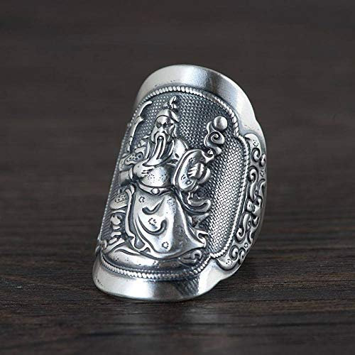 RFEGEF Ring Verstellbar,Vintage Verstellbare Ringe Punk Guan Yu Sterling Silberring Charmanter Weihnachtsschmuck Geschenk Eheringe Für Männer Frauen Damen