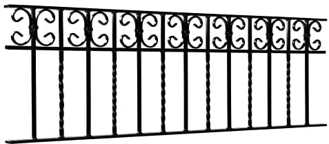 metal wall top railings, wrought iron style, railings Chatburm Design, galvanised & powder coated black (width 5ft/height 22)