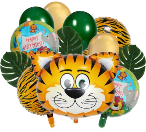 DIWULI Tiger Luftballon Set - Happy Birthday Dschungel Deko