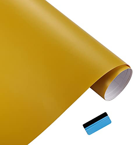 NewL Matte Vinylfolie für Autos, Aufkleber und Aufkleber, Folie, blasenfrei, Dekoration, DIY, Motorrad, Automobil, Autozubehör (gelb, 50cm x 150cm)