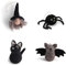 Gry & SIF handgemachtes Halloween-Set aus Filz, Halloweendeko zum Aufhängen, Herbstdeko zum Aufhängen, Hexe, Fledermaus, Schwarze Katze und Spinne | 4er Set