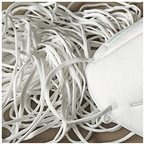 AGBARR Elastisches Seil 5mm Mundmaske Elastische Band String Gesichtsmaske Schwarz Seil Gummiband Band Ohrkabel Runder flachem Ohrhängen DIY. Zubehörteil Seil Elastisch (Color : White, Size : 30M)