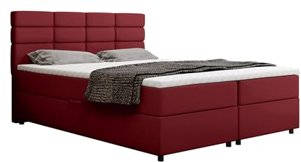 PANDA MÖBEL Reve Boxspringbett 160 x 200 cm Doppelbett mit hochwertiger Bonell-Matratze und Topper, Polsterbett mit Bettkasten, Schlafzimmer, Bequem, Modern, Stilvoll