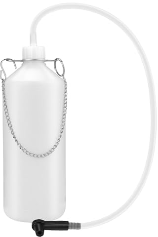 POFIBO 1L Bremsflüssigkeitsbehälter, Bremsflüssigkeits-Auffangflasche, Mit 60cm Schlauch und Gummikupplung zum Auffangen der Bremsflüssigkeit, passend für die meisten Entlüftungsschrauben
