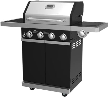 Comfort Garden 4-Burner BBQ Grill with Side Burner | 3008.70 sq cm Primary Cooking Area | Porcelain Cast Iron Grids | 48,500 BTU Main Burners | Steel Construction | Black PE Finish