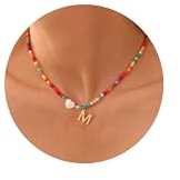 TINGN Mädchen Geschenke, Kette Damen, Schmuck Kinder, Geschenk Zur Geburt für Mädchen Geschenk 3 8 9 10 11 12 18 Jahre,Geschenke für Teenager Kinder, Bunte Buchstaben M Perlenkette