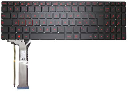 Clavier Francais AZERTY pour ASUS ROG GL752V / GL752VL / GL752VW / GL752VWM / GL552V / GL552VL / GL552VW - V143962BK1 FR 0KNB0-6611FR00 0KN0-RZ1FR11 + rétro-éclairage