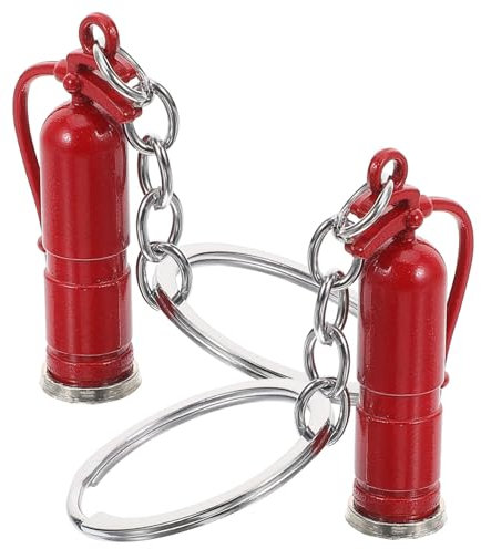 Amosfun Feuerlöscher-Schlüsselanhänger 2 Stück Feuerwehrmann-Schlüsselanhänger Feuerhut Tasche Geldbörse Hängende Verzierung Feuerlöscher-Anhänger Geschenk Rot 2